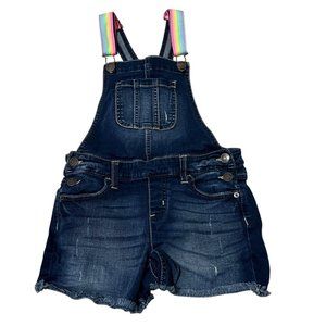 Justice Girls Denim Shortalls With Rainbow Straps Size 10
